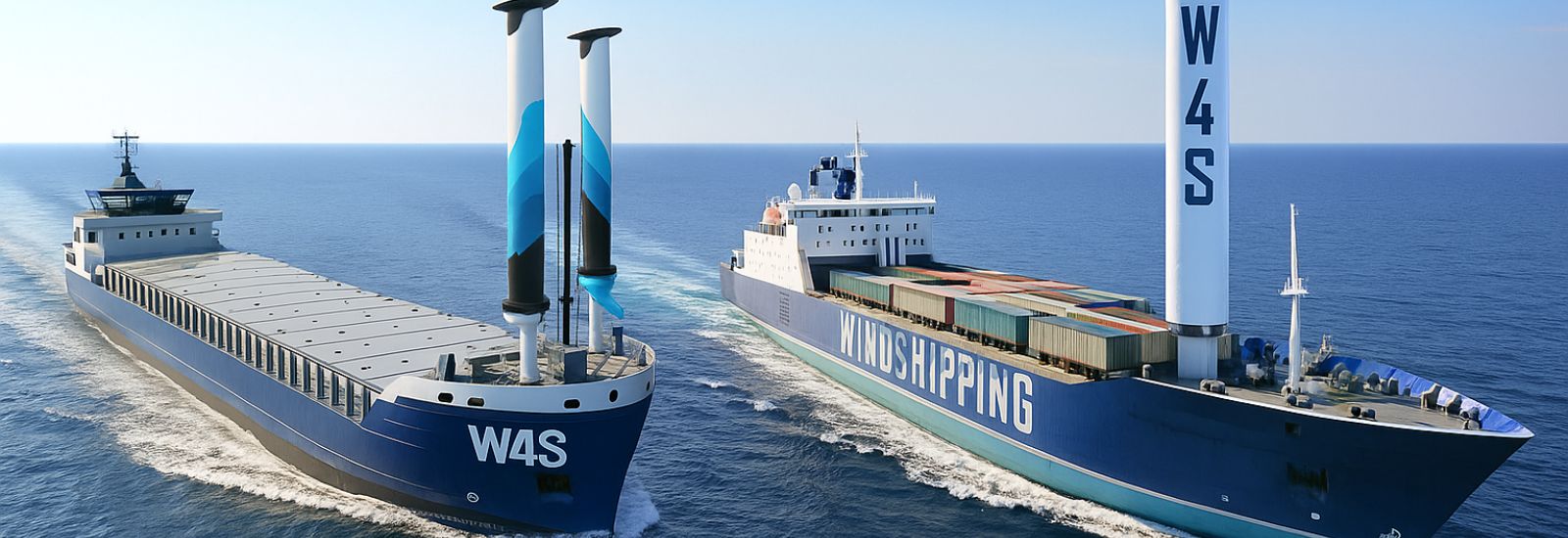 image de cargos équipés de technologies de propulsion vélique interreg wind4shipping