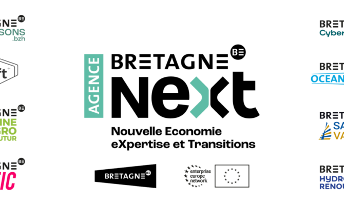 logo de l'agence bretagne next entouré des logos des projets et programmes gérés par l'agence
