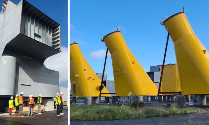 visuels des blocs du démonstrateur d'éolienne flottante de 5MW d'Eolink dans le cadre du projet Horizon Europe Atlantic
